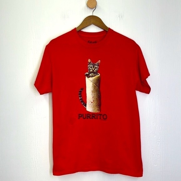 FSD - Cat In A Burrito Called Purrito Graphic Short Sleeve T Shirt Size Medium - Picture 7 of 9